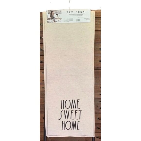 Rae Dunn Table Runner Embroidered Sweet Home Black LL Kitchen Home Magenta 72" - Picture 1 of 10